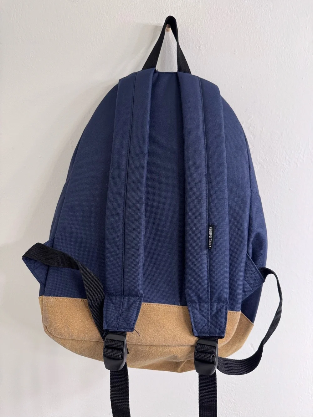 Steve Madden Navy and Tan Kids Canvas Backpack